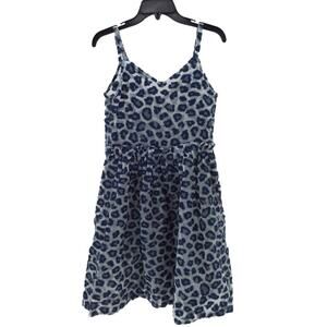 Ksenia Schnaider Women’s M Sleeveless V-Neck Clear Animal Print Dress Blue